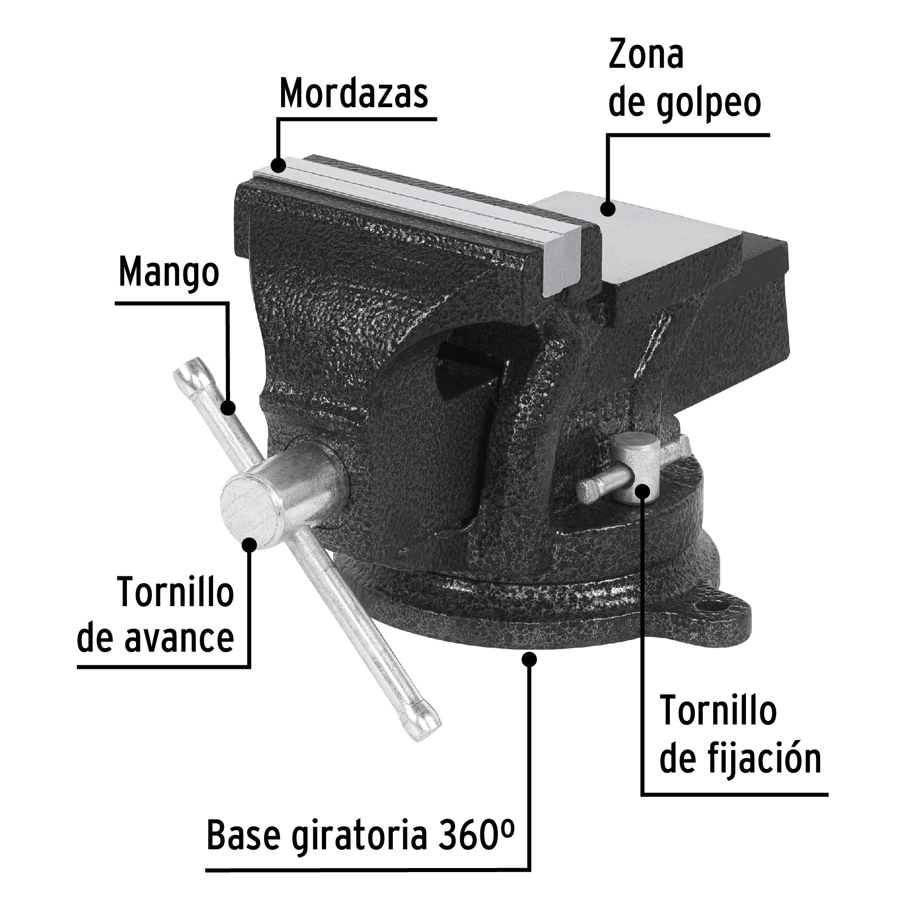 Tornillo de banco 4' de hierro gris, Pretul TB-4P 26039 MM00