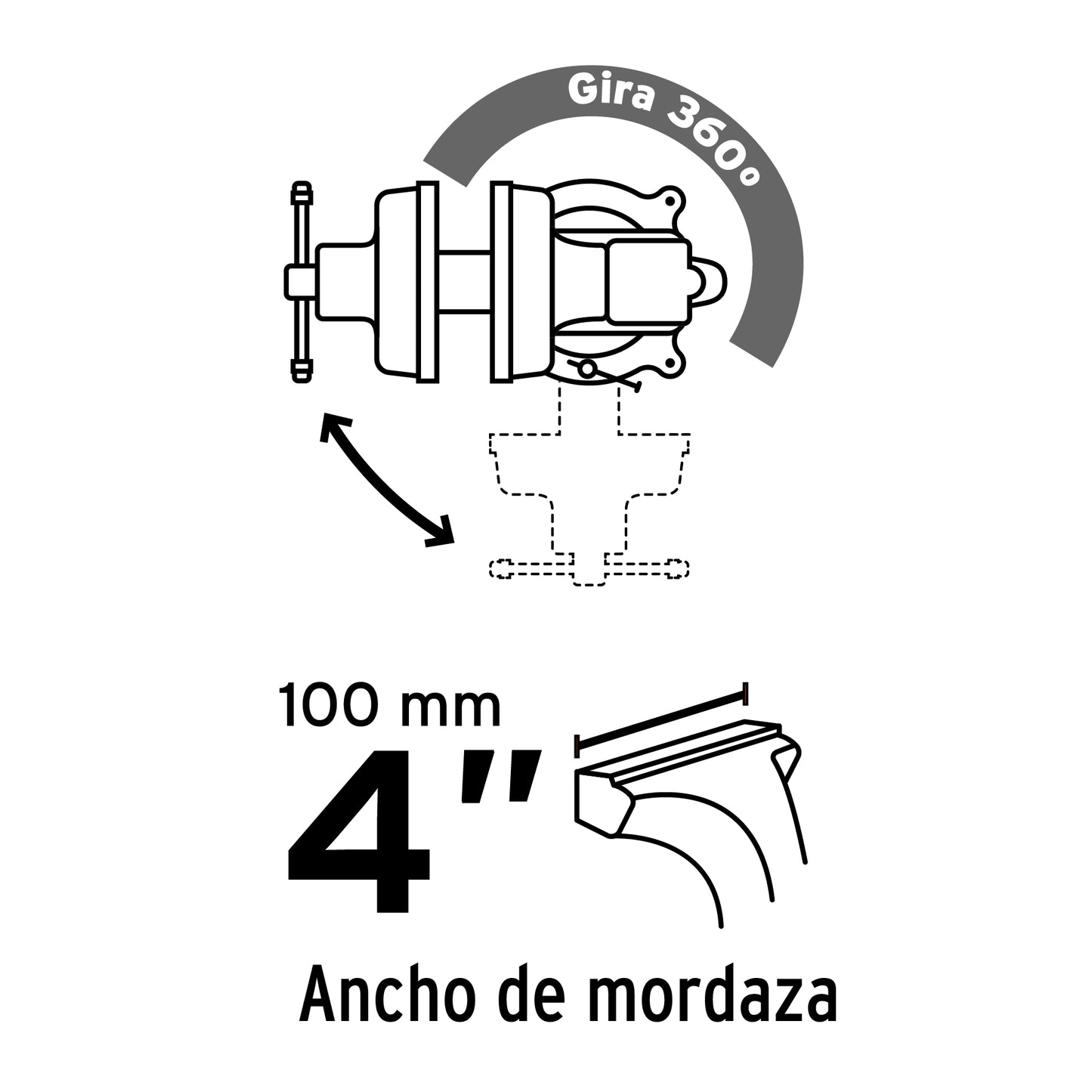 Tornillo de banco 4' de hierro gris, Pretul TB-4P 26039 MM00