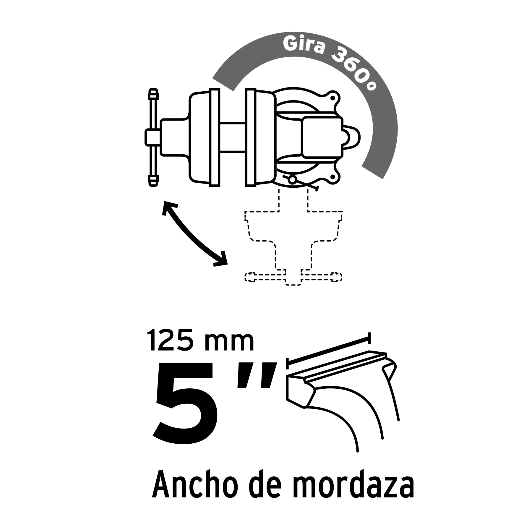 Tornillo de banco 5' de hierro gris, Pretul TB-5P 26042 MM00