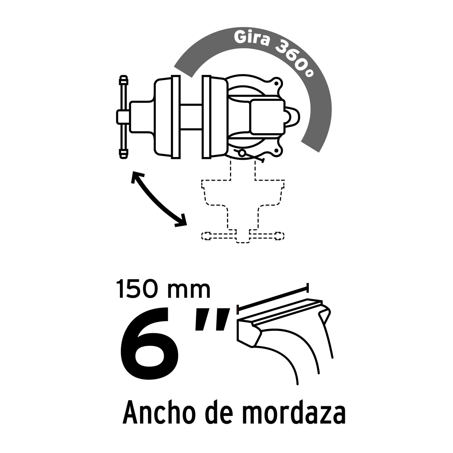 Tornillo de banco 6' de hierro gris, Pretul TB-6P 26043 MM00