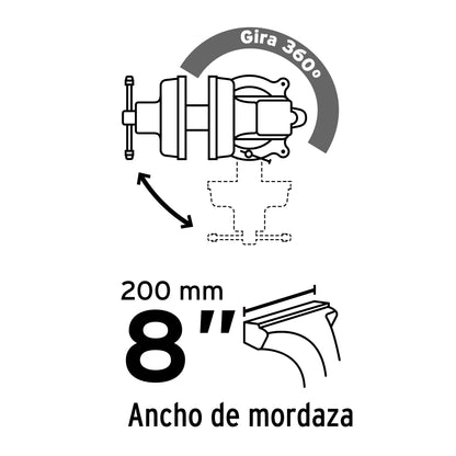 Tornillo de banco 8' de hierro gris, Pretul TB-8P 26044 MM00