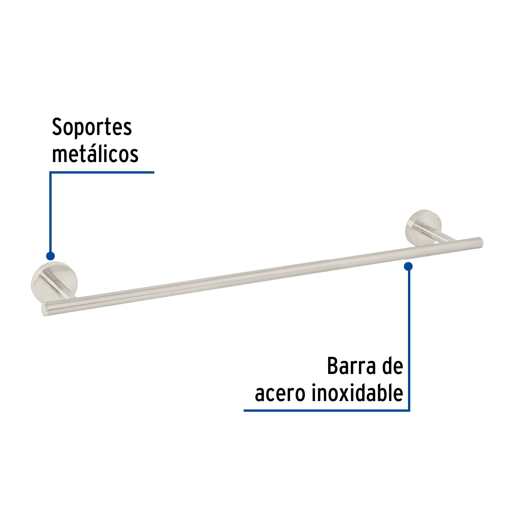 Toallero de barra metálico acabado satín, Foset Túbig TBA-76N 45971 MM00