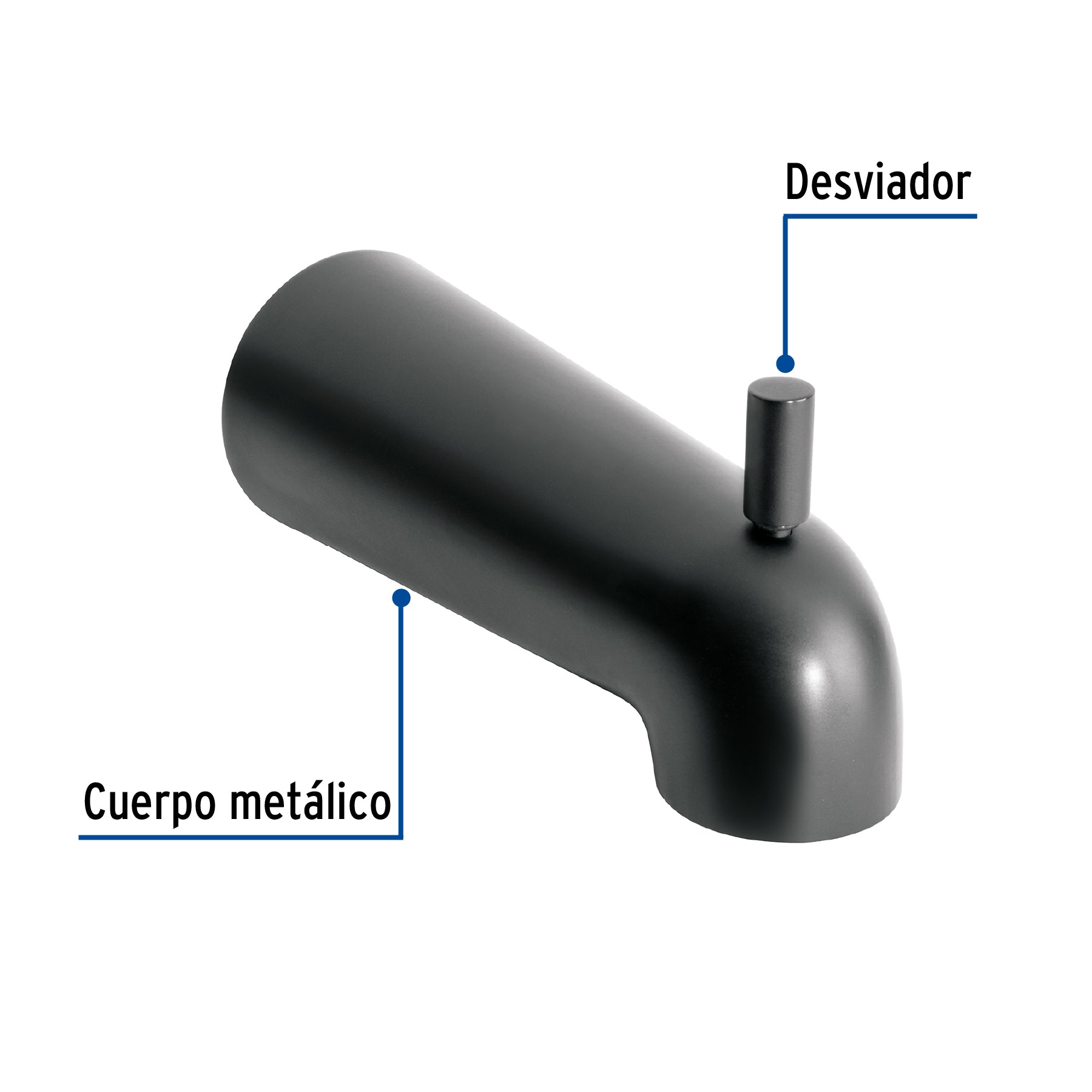 Salida de tina con desviador, negro, Foset Túbig TBM-51M 47484 MM00