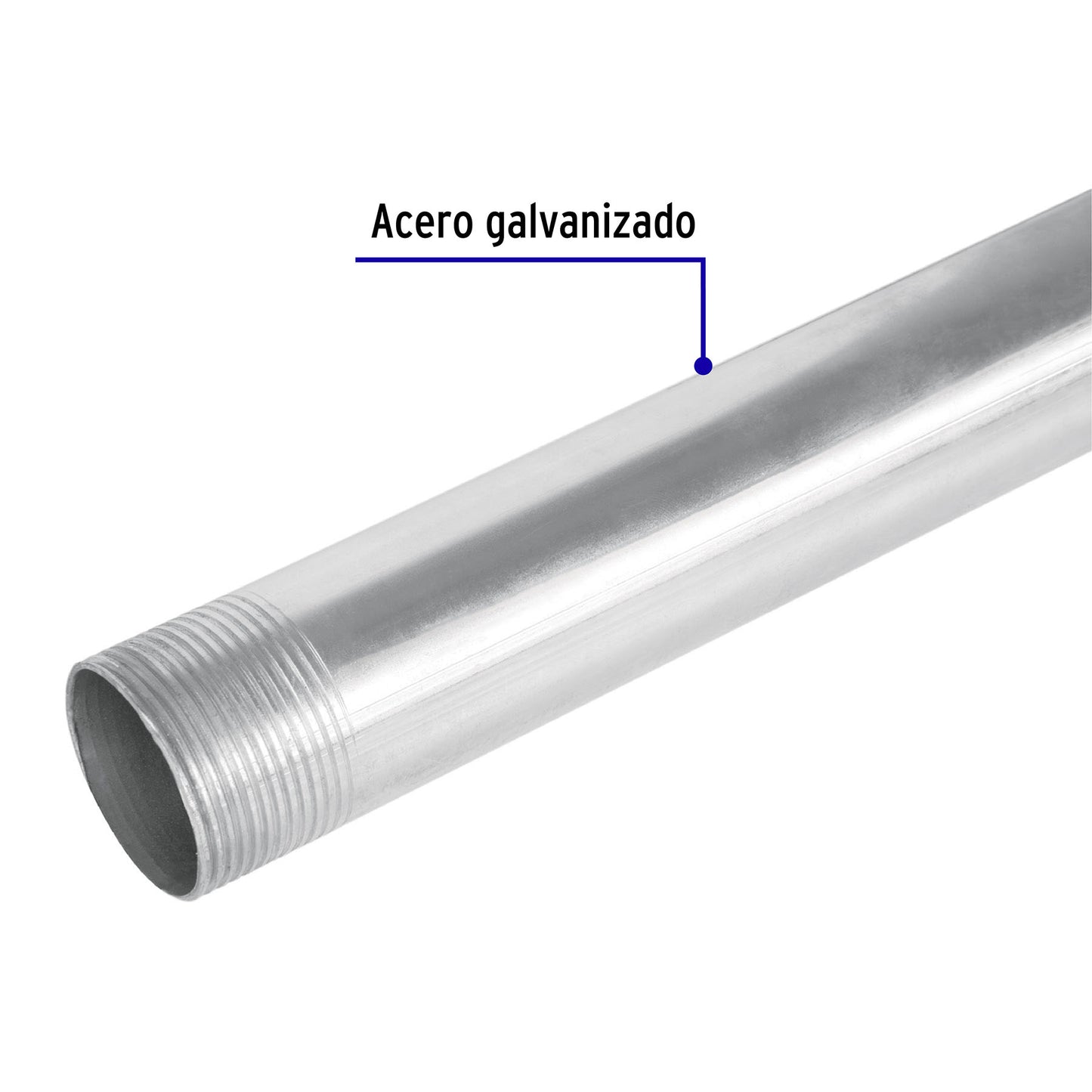 Tubo de acero roscado de 3 m pared gruesa, 1-1/4', Volteck TC-1-1/4-G 47233 MM1