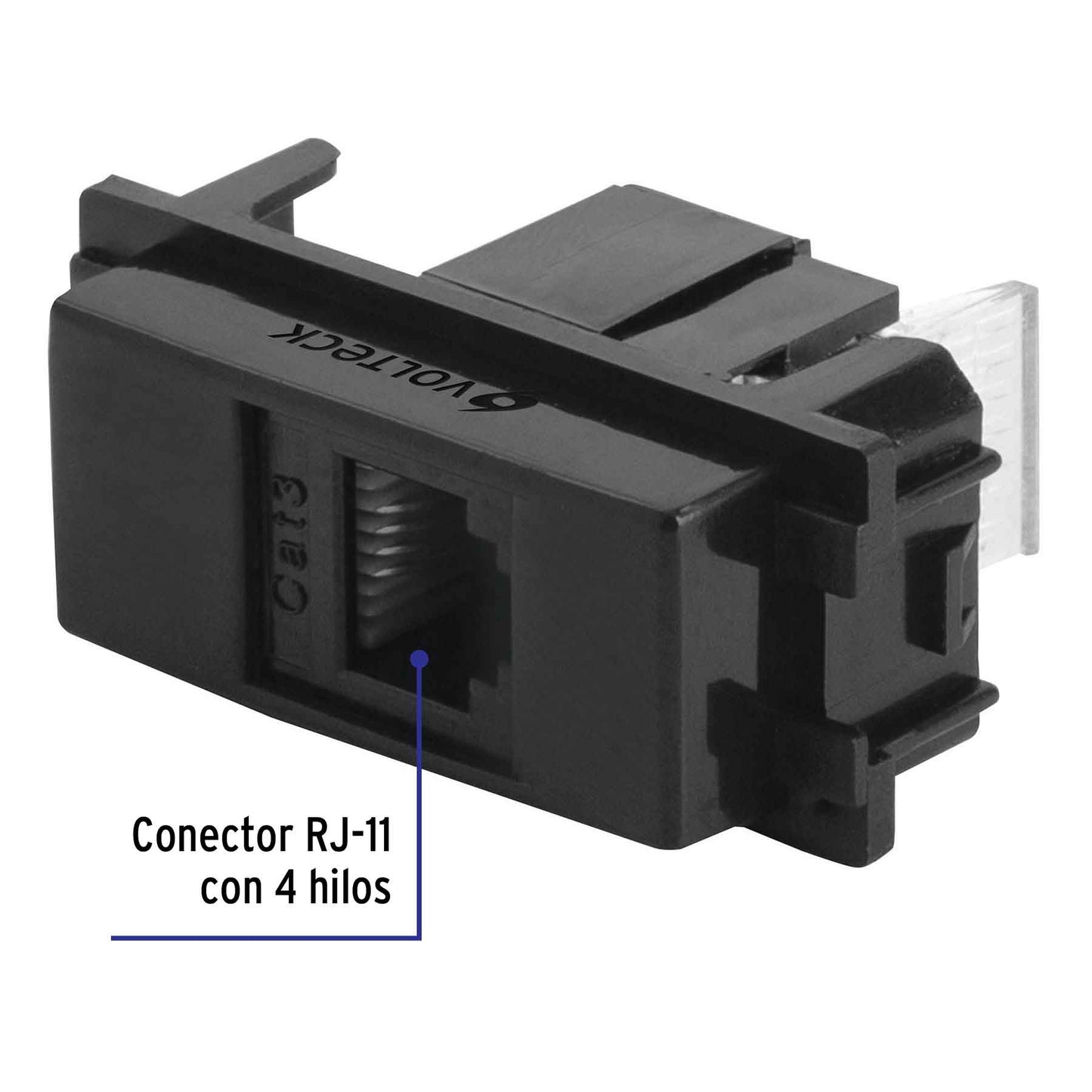 Toma de teléfono, línea Italiana, color negro, Volteck TE-IN 47611 MM00