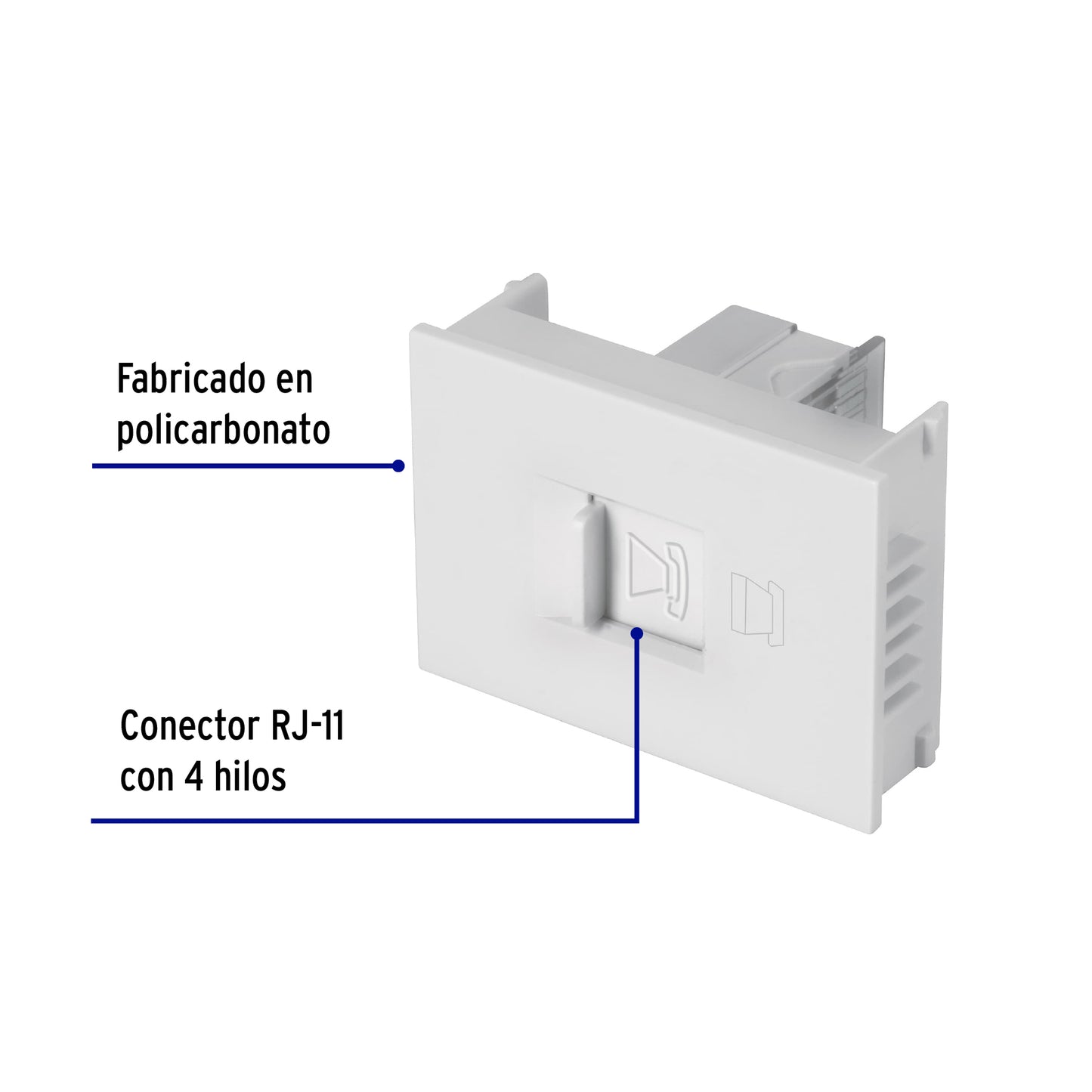 Toma de teléfono, 1.5 módulos, línea Española, color blanco TE15-EB 47056 MM00