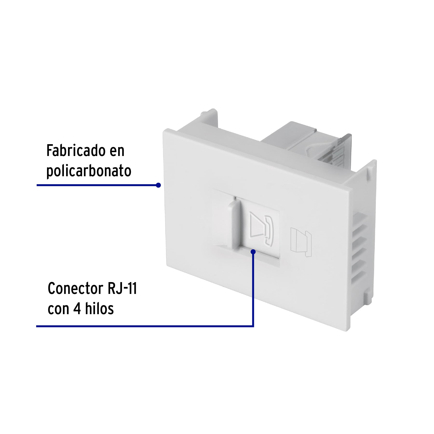 Toma de teléfono, 1.5 módulos, línea Española, color blanco TE15-EB 47056 MM00