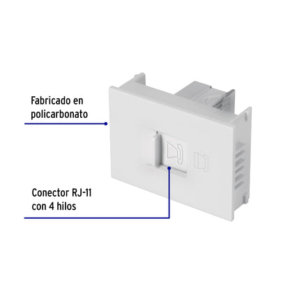 Toma de teléfono, 1.5 módulos, línea Española, color blanco TE15-EB 47056 MM00