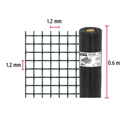 Rollo de 30 m x 0.6 m malla mosquitera fibra de vidrio negra TEMO-06FN 44984 MM0