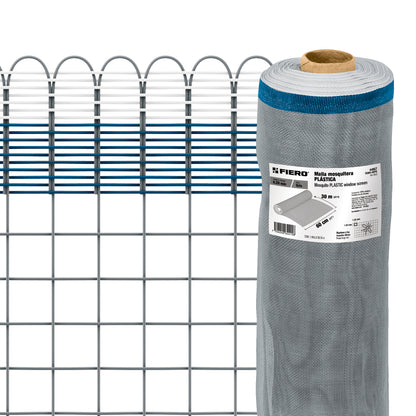 Rollo de 30 m x 0.6 m de malla mosquitera plástica gris TEMO-06PG 44957 MM1