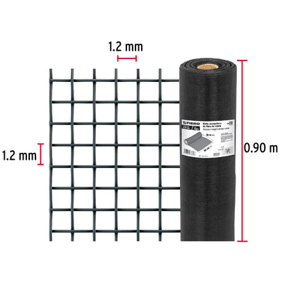 Rollo de 30 m x 0.9 m malla mosquitera fibra de vidrio negra TEMO-09FN 44994 MM0