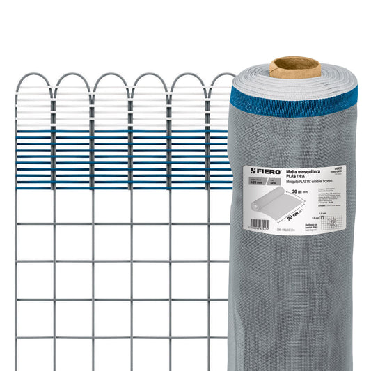 Rollo de 30 m x 0.9 m de malla mosquitera plástica gris TEMO-09PG 44959 MM1