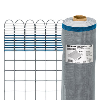 Rollo de 30 m x 1.2 m de malla mosquitera plástica gris TEMO-12PG 44961 MM1