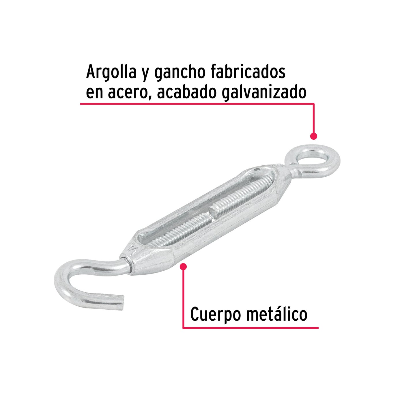 Tensor zinc 1/4' gancho-argolla, Fiero TEN-1/4A 44054 MM00