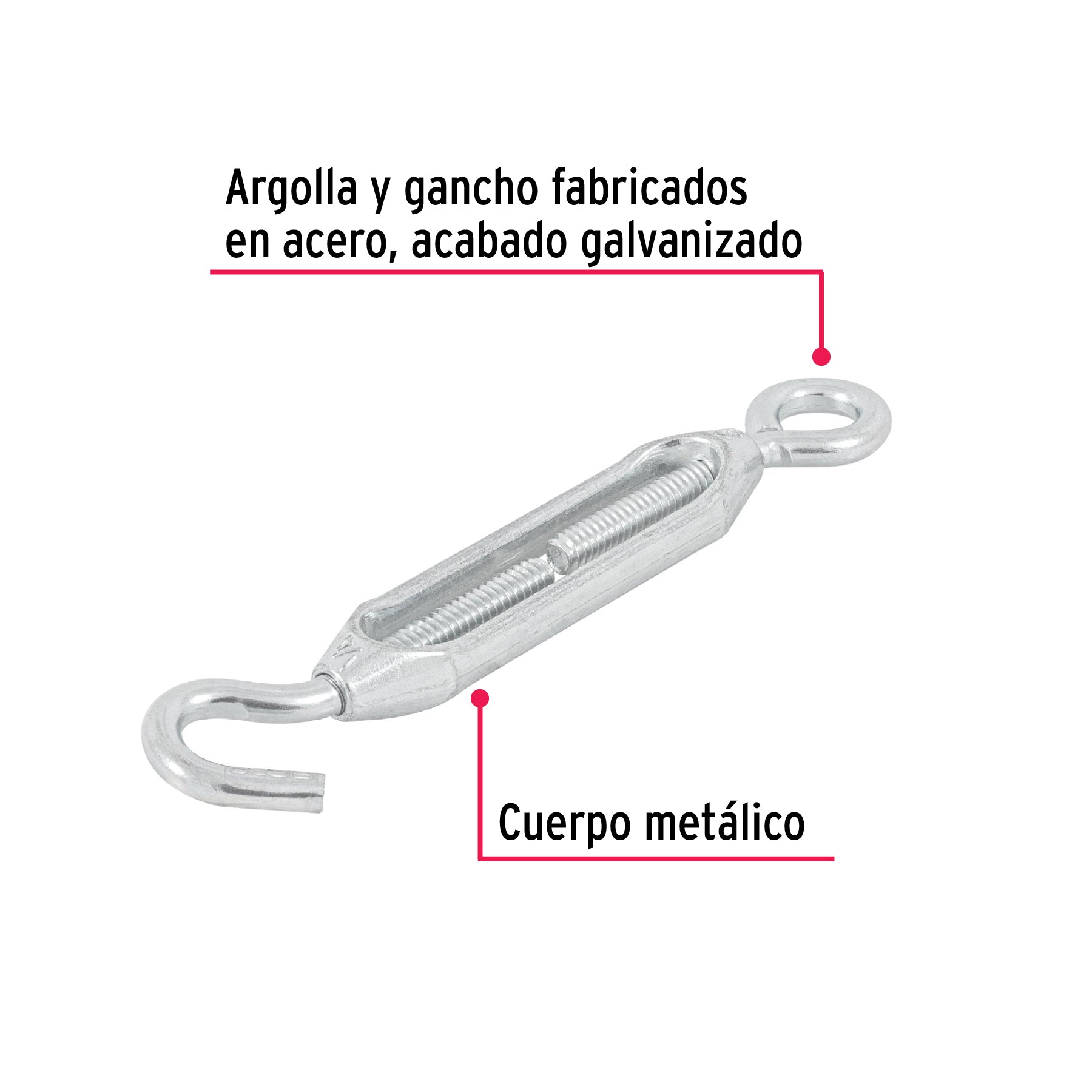 Tensor zinc 1/4' gancho-argolla, Fiero TEN-1/4A 44054 MM00