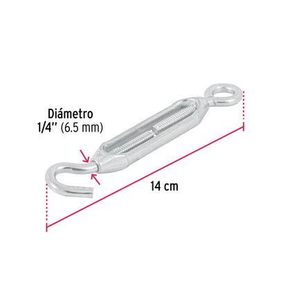 Tensor zinc 1/4' gancho-argolla, Fiero TEN-1/4A 44054 MM00