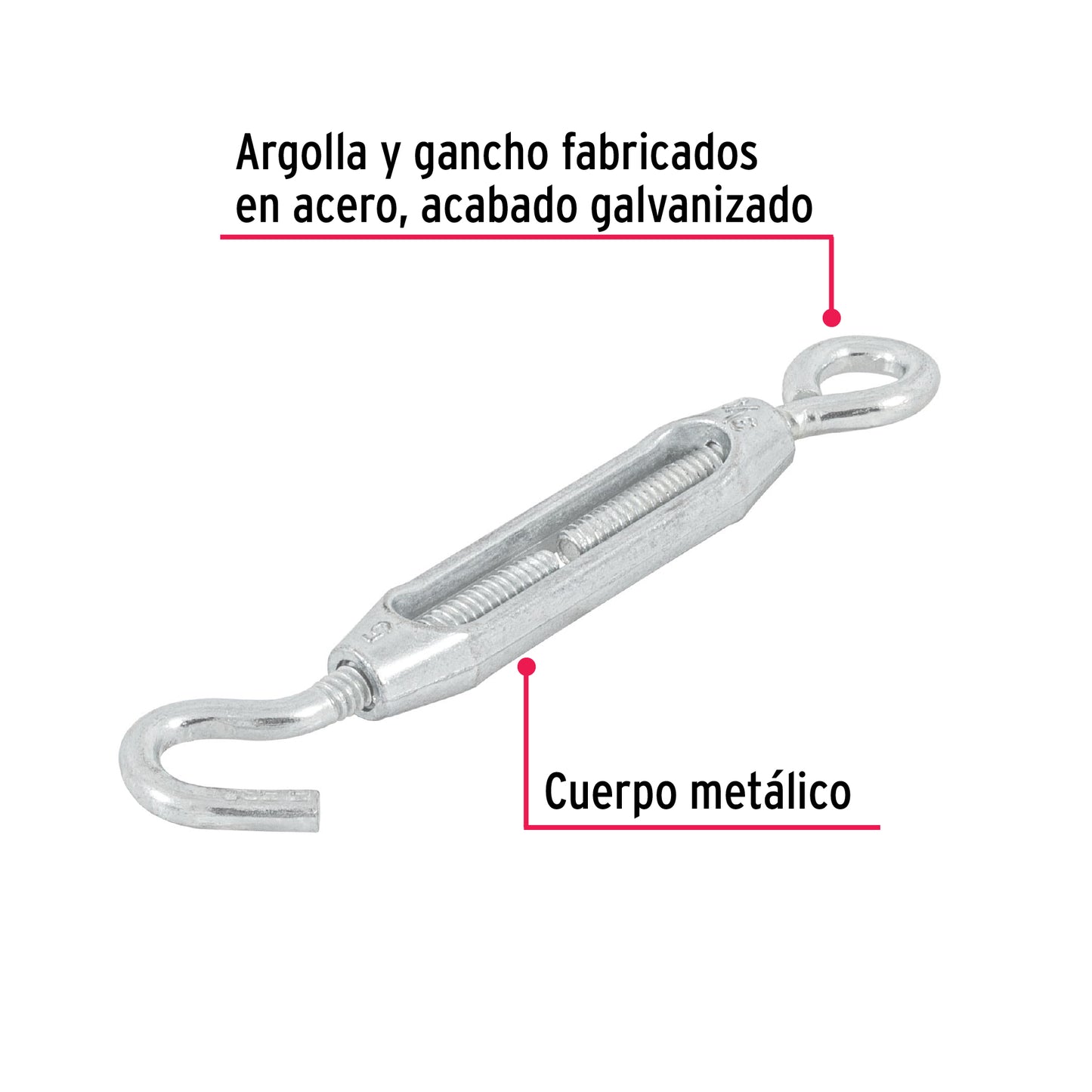 Tensor zinc 3/16' gancho-argolla, Fiero TEN-3/16A 44053 MM00