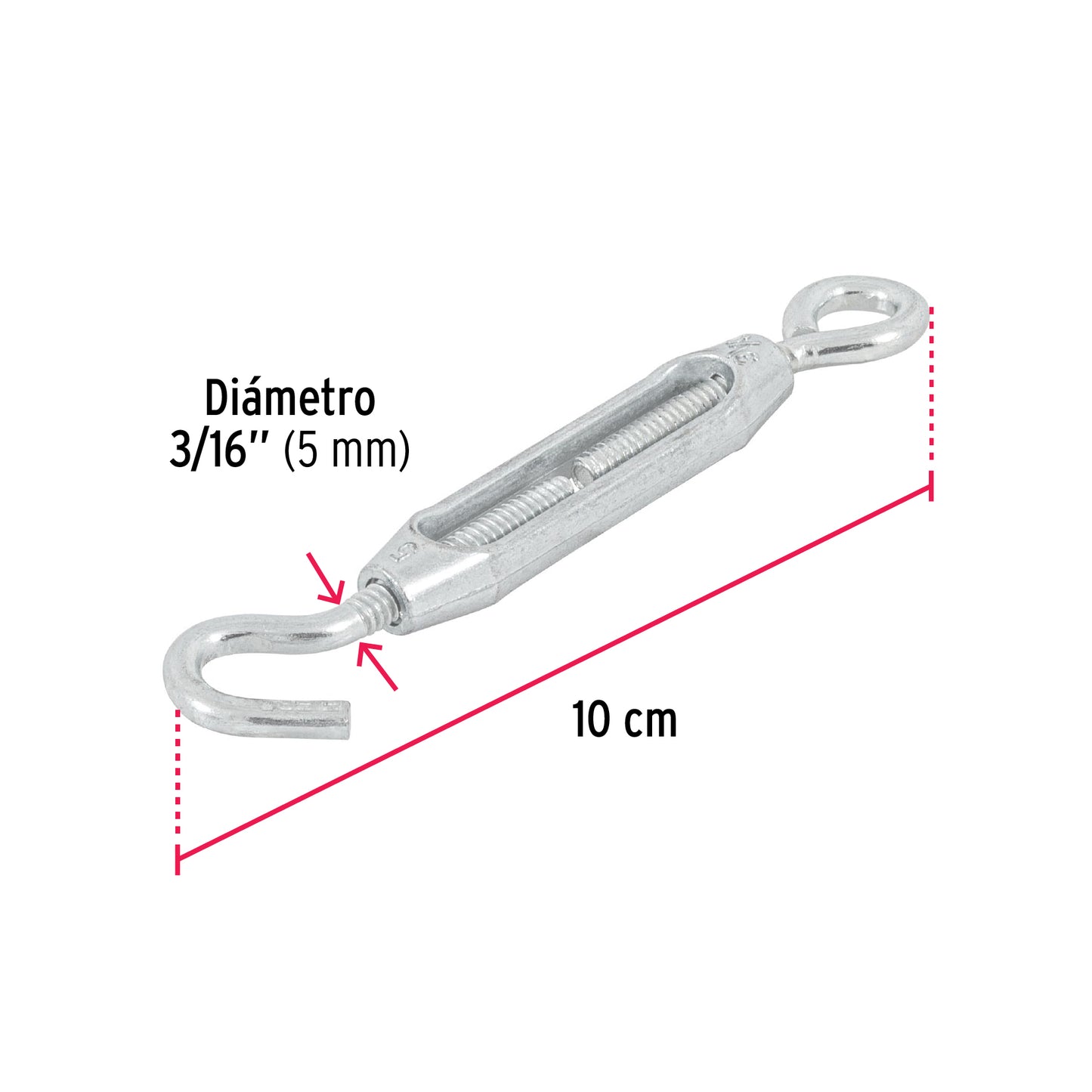 Tensor zinc 3/16' gancho-argolla, Fiero TEN-3/16A 44053 MM00