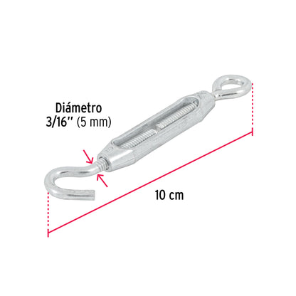 Tensor zinc 3/16' gancho-argolla, Fiero TEN-3/16A 44053 MM00