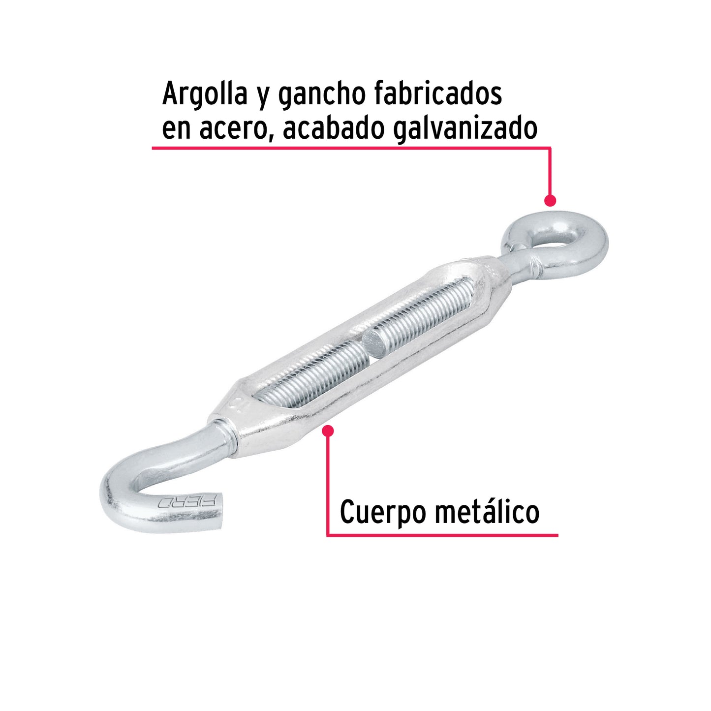 Tensor zinc 3/8' gancho-argolla, Fiero TEN-3/8A 44056 MM00