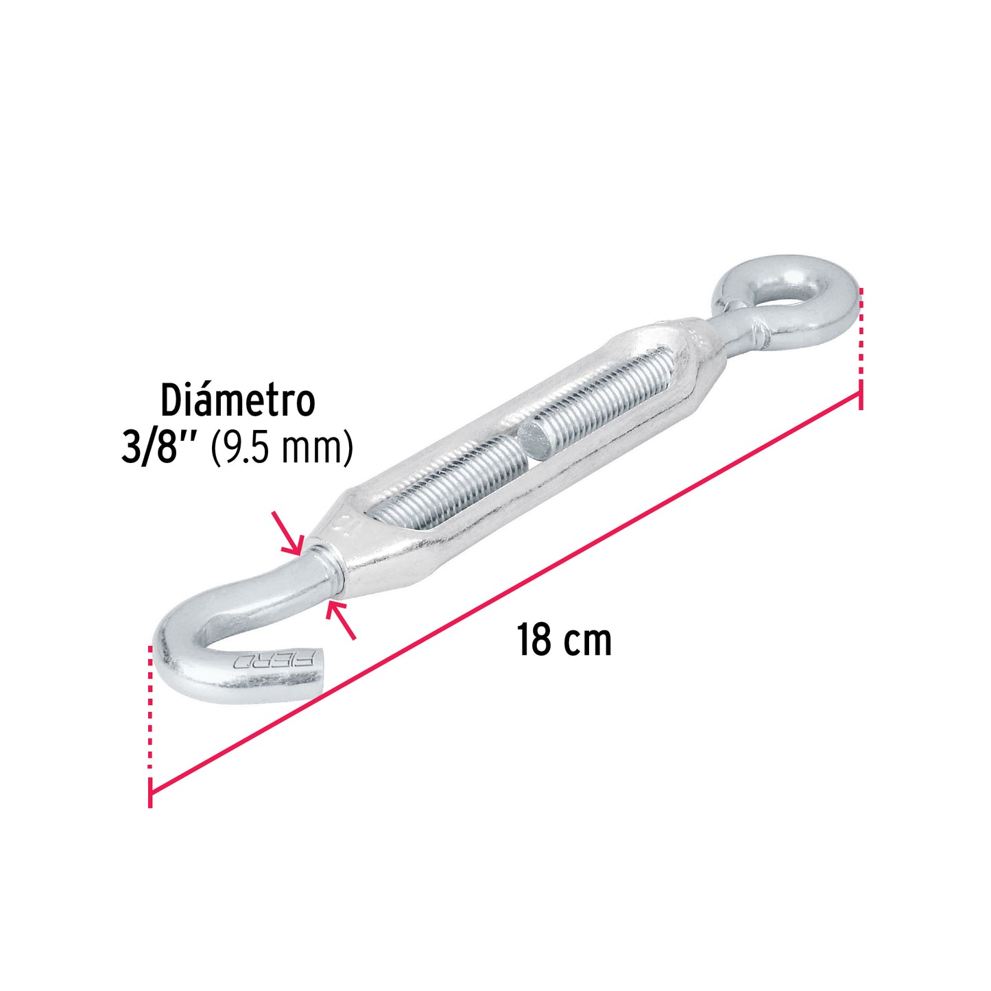 Tensor zinc 3/8' gancho-argolla, Fiero TEN-3/8A 44056 MM00