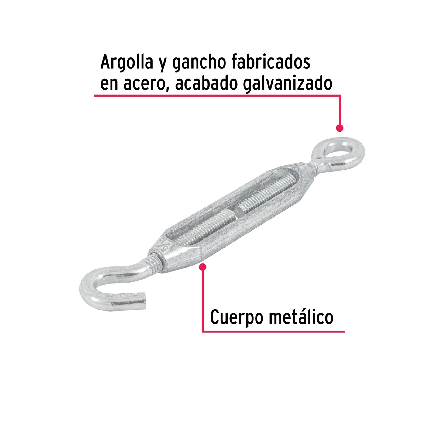 Tensor zinc 5/16' gancho-argolla, Fiero TEN-5/16A 44055 MM00