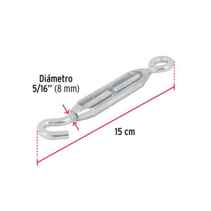 Tensor zinc 5/16' gancho-argolla, Fiero TEN-5/16A 44055 MM00