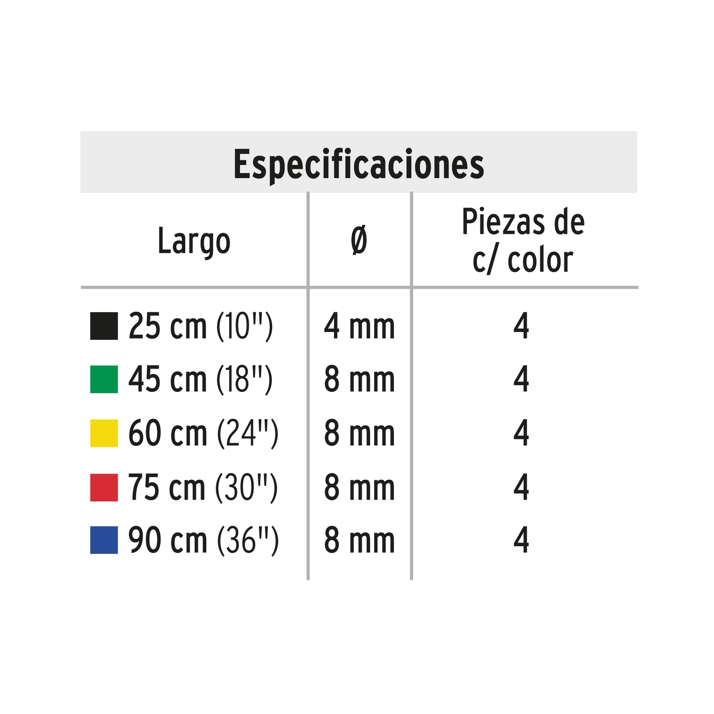 Juego de 20 tensores elásticos, Pretul TENS-20 25090 MM00