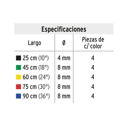 Juego de 20 tensores elásticos, Pretul TENS-20 25090 MM00