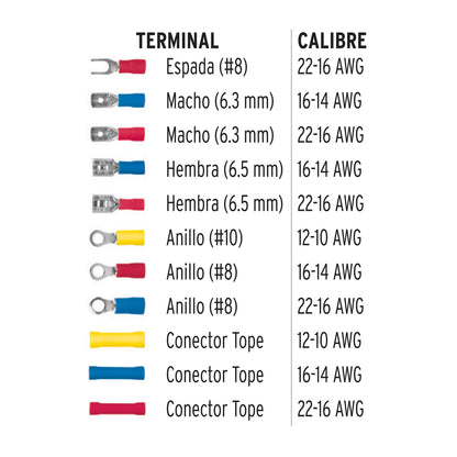 Juego de 55 terminales aisladas para cable, Volteck TERA-K55 48142 MM00