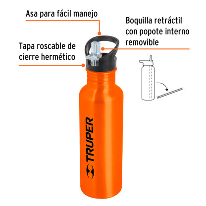 Botella de aluminio de 750 ml, Truper TERMO-07A 62126 MM3