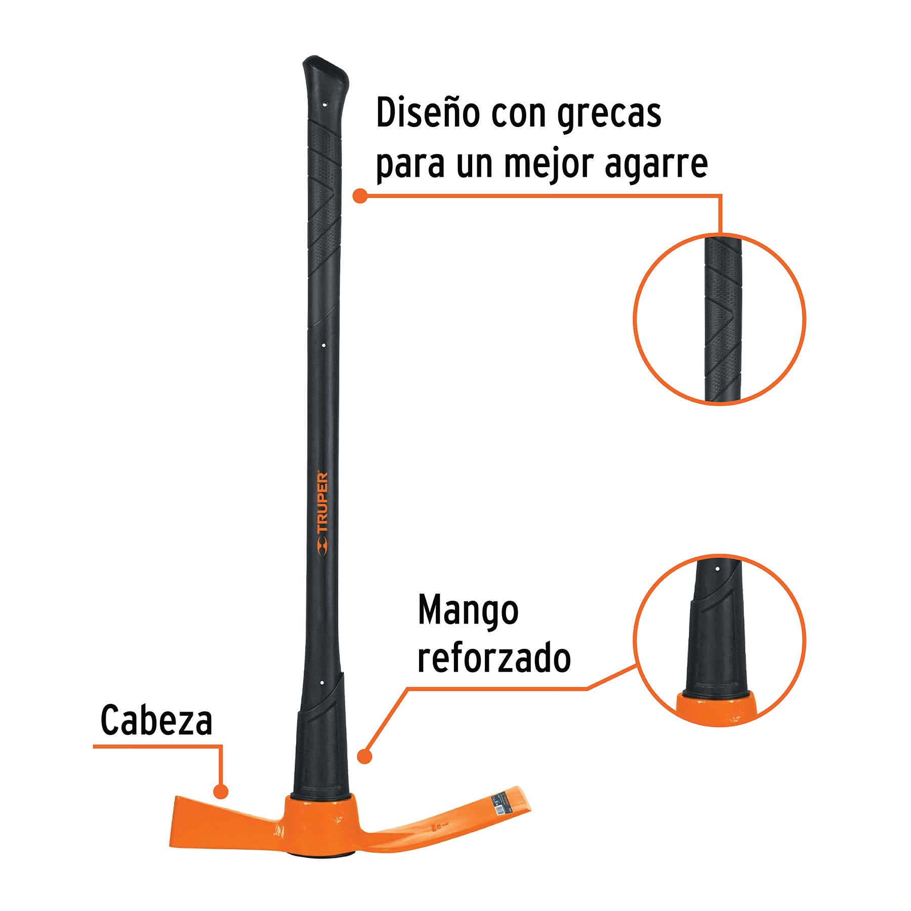 Talacho-hacha 5 lb, mango fibra de vidrio 36', Truper TH-5M 18648 MM0