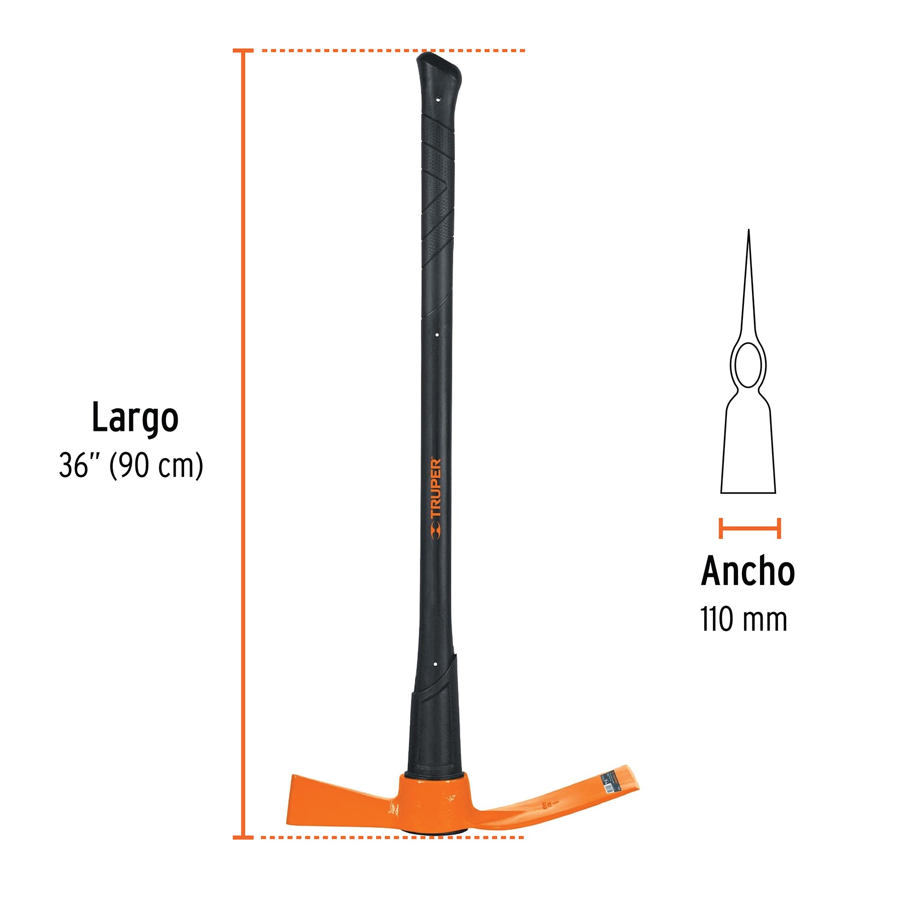 Talacho-hacha 5 lb, mango fibra de vidrio 36', Truper TH-5M 18648 MM0