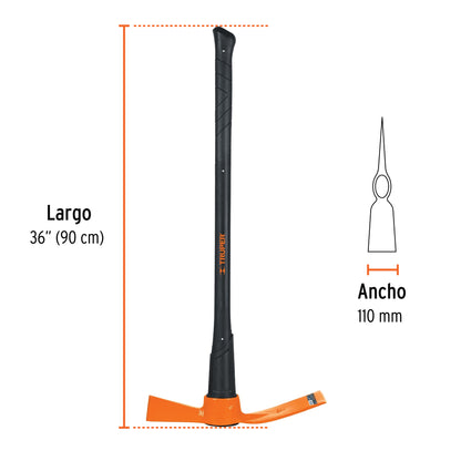 Talacho-hacha 5 lb, mango fibra de vidrio 36', Truper TH-5M 18648 MM0