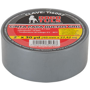 CINTA GRIS PARA DUCTOS 2" x 30yd (48mm x 27,4m)