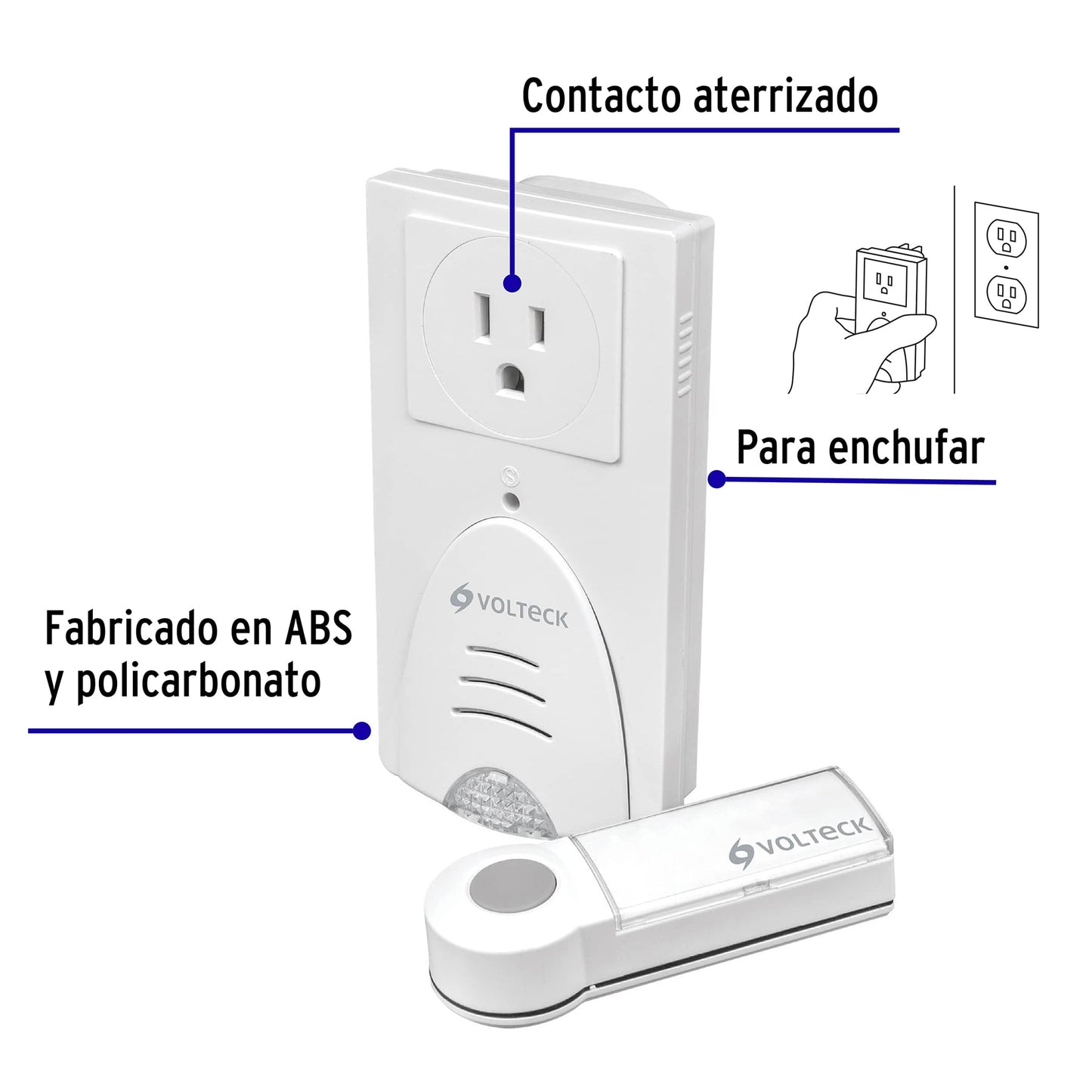 Timbre inalámbrico con receptor para enchufar, 1 tono TIMI-100C 46631 MM00