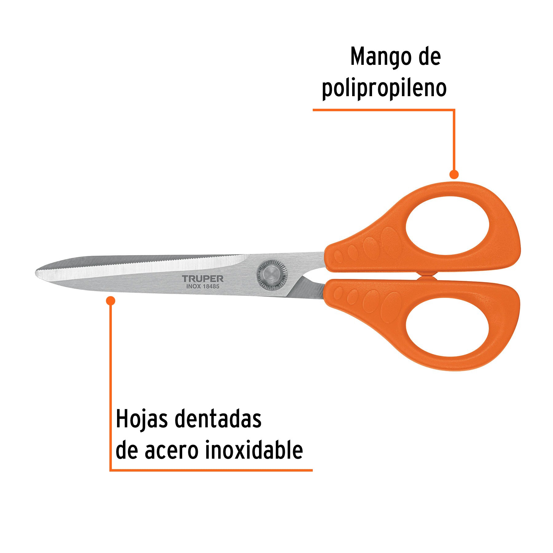 Tijera 8' de acero inoxidable para oficina, Truper TIOF-8 18485 MM00