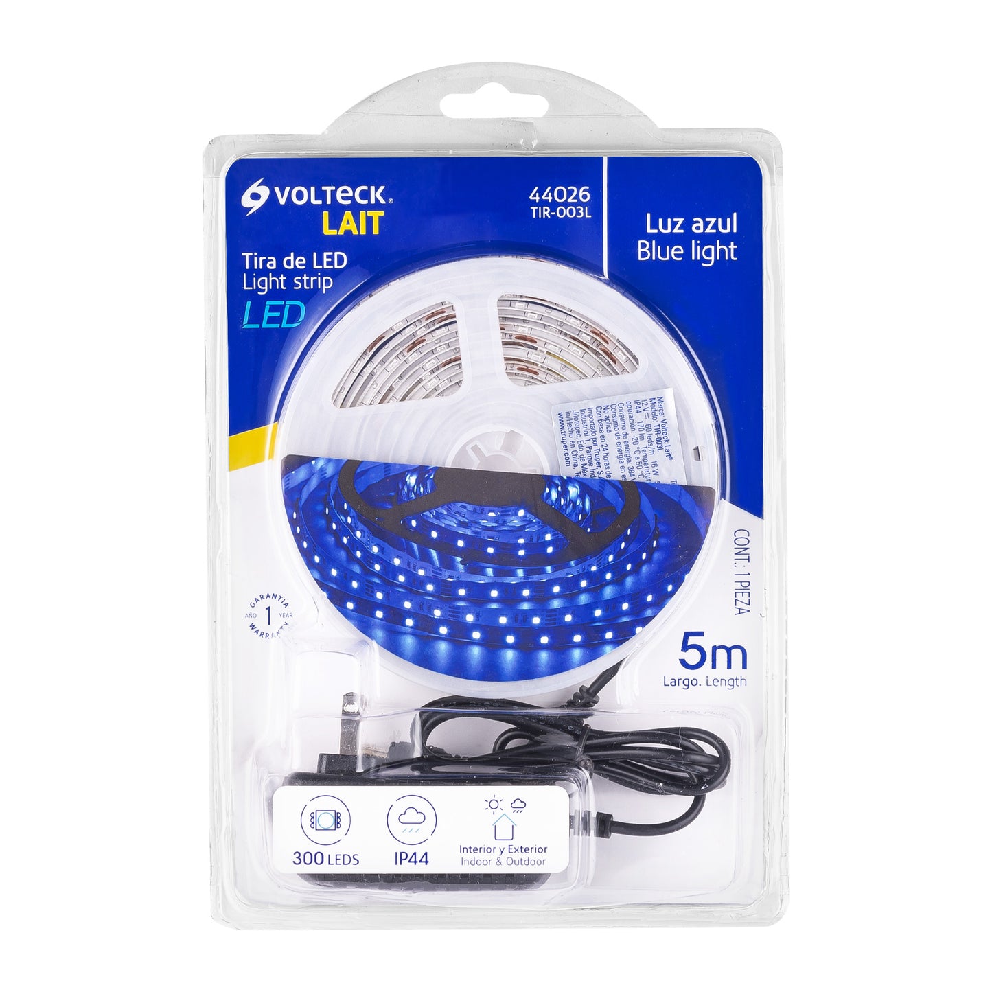 Tira de LED de 5 m 18 W para interior y exterior azul TIR-003L 44026 MM0