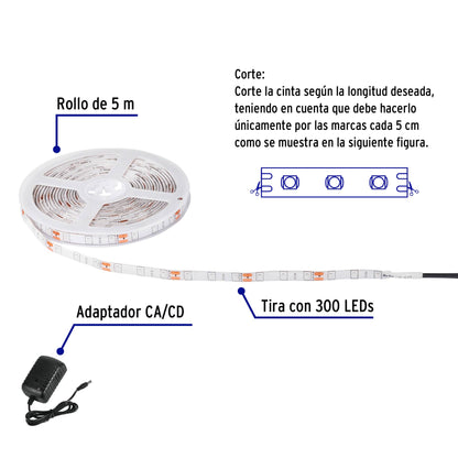 Tira de LED de 5 m 18 W para interior y exterior azul TIR-003L 44026 MM0