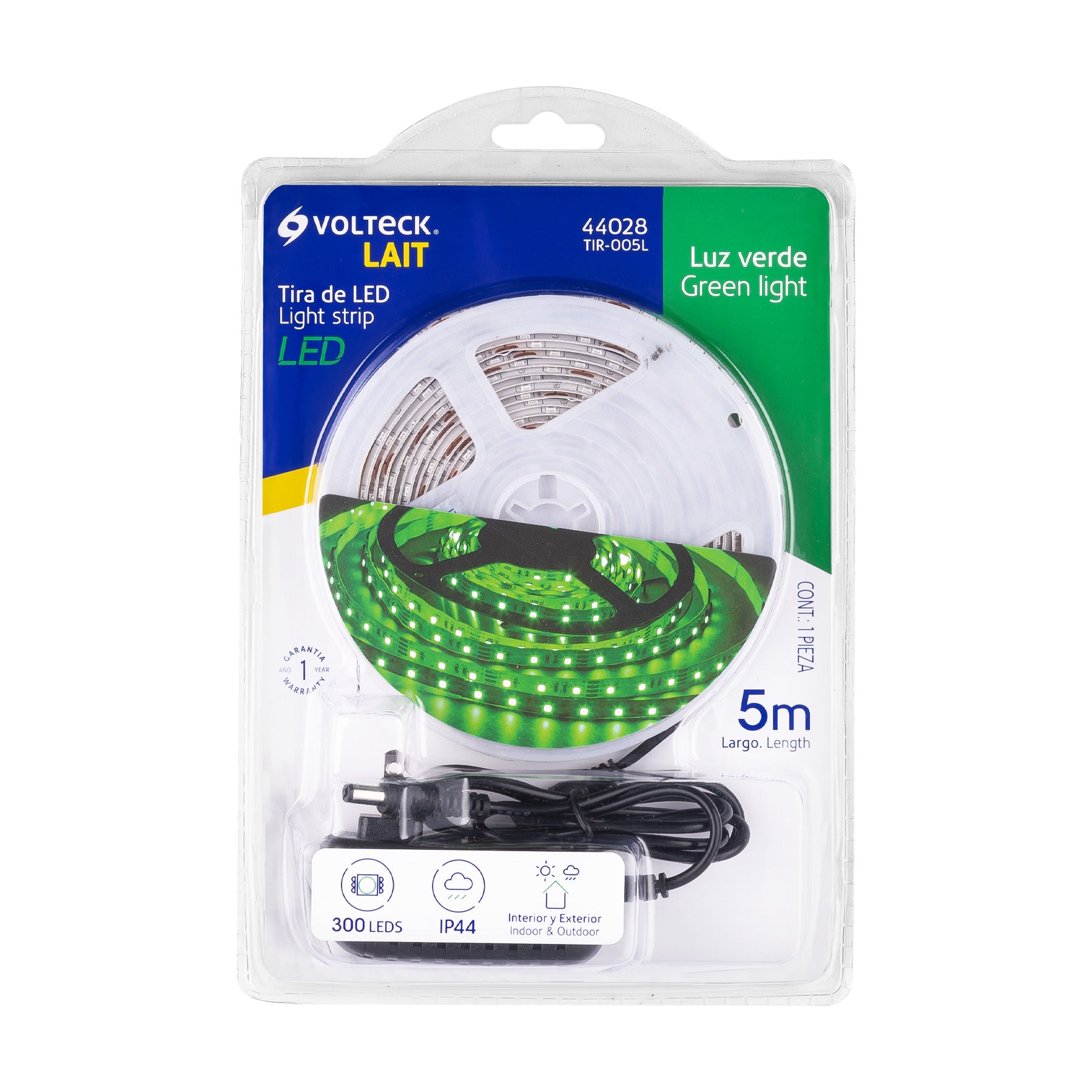 Tira de LED de 5 m 18 W para interior y exterior verde TIR-005L 44028 MM0