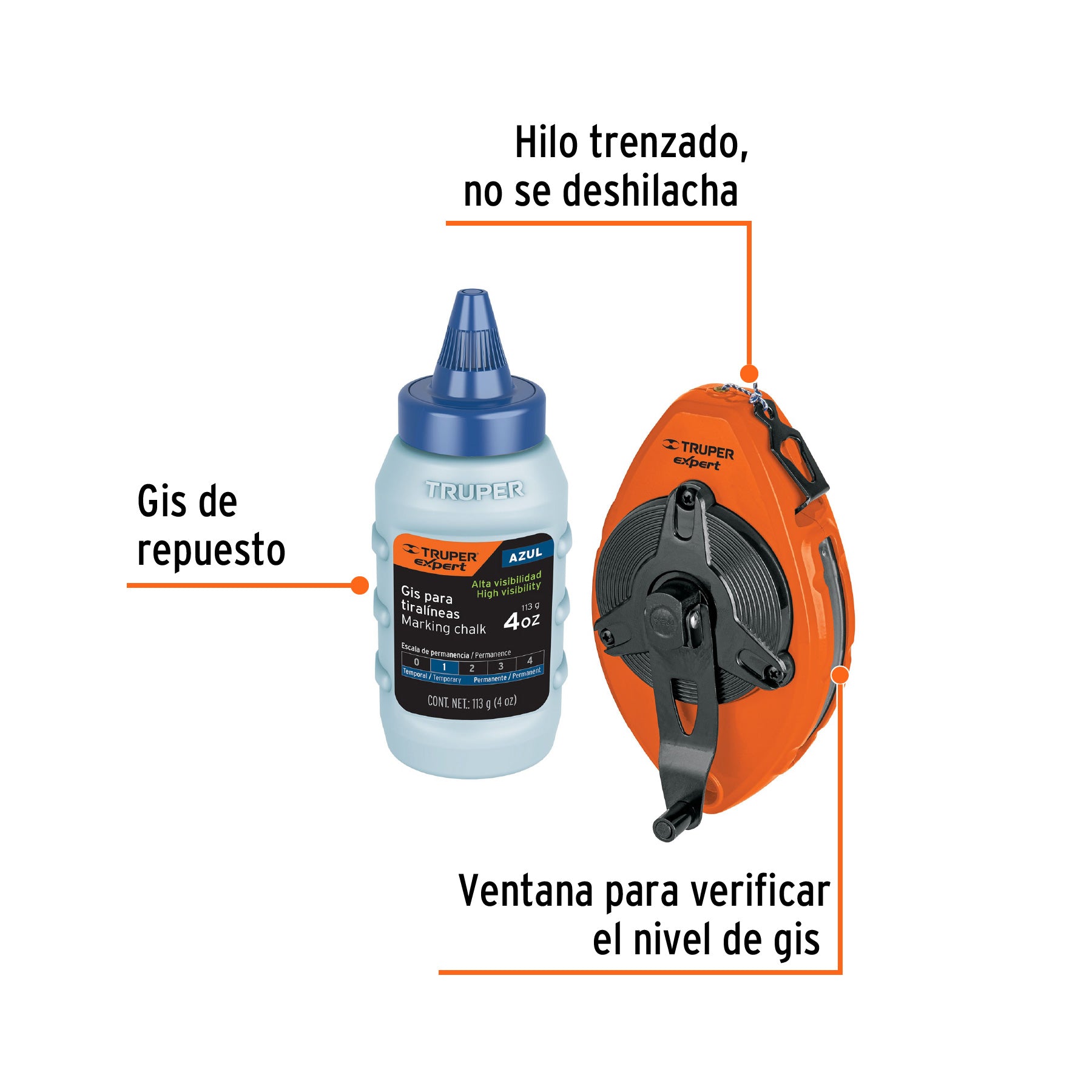 Tiralíneas metálico con gis, uso rudo, 30 m (100 ft), Expert TL-100X 18579 MM00