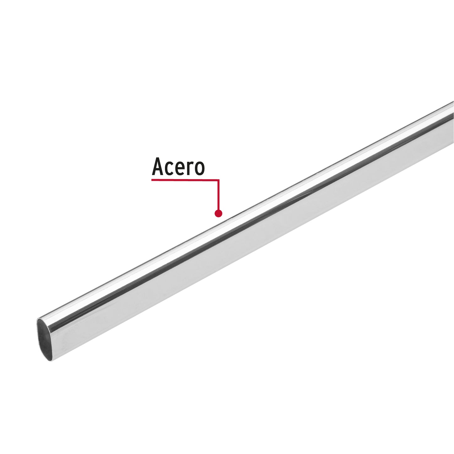 Tubo ovalado para clóset, 2.4 m, acero cromado, Hermex TO-524 45897 MM0