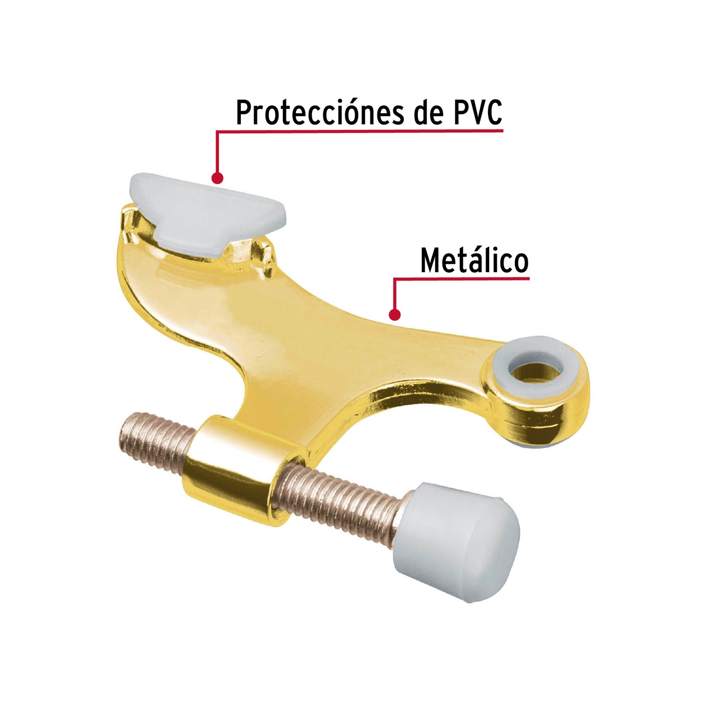 Tope de puerta para bisagra, acabado latón brillante, Hermex TOBI-1 49613 MM0