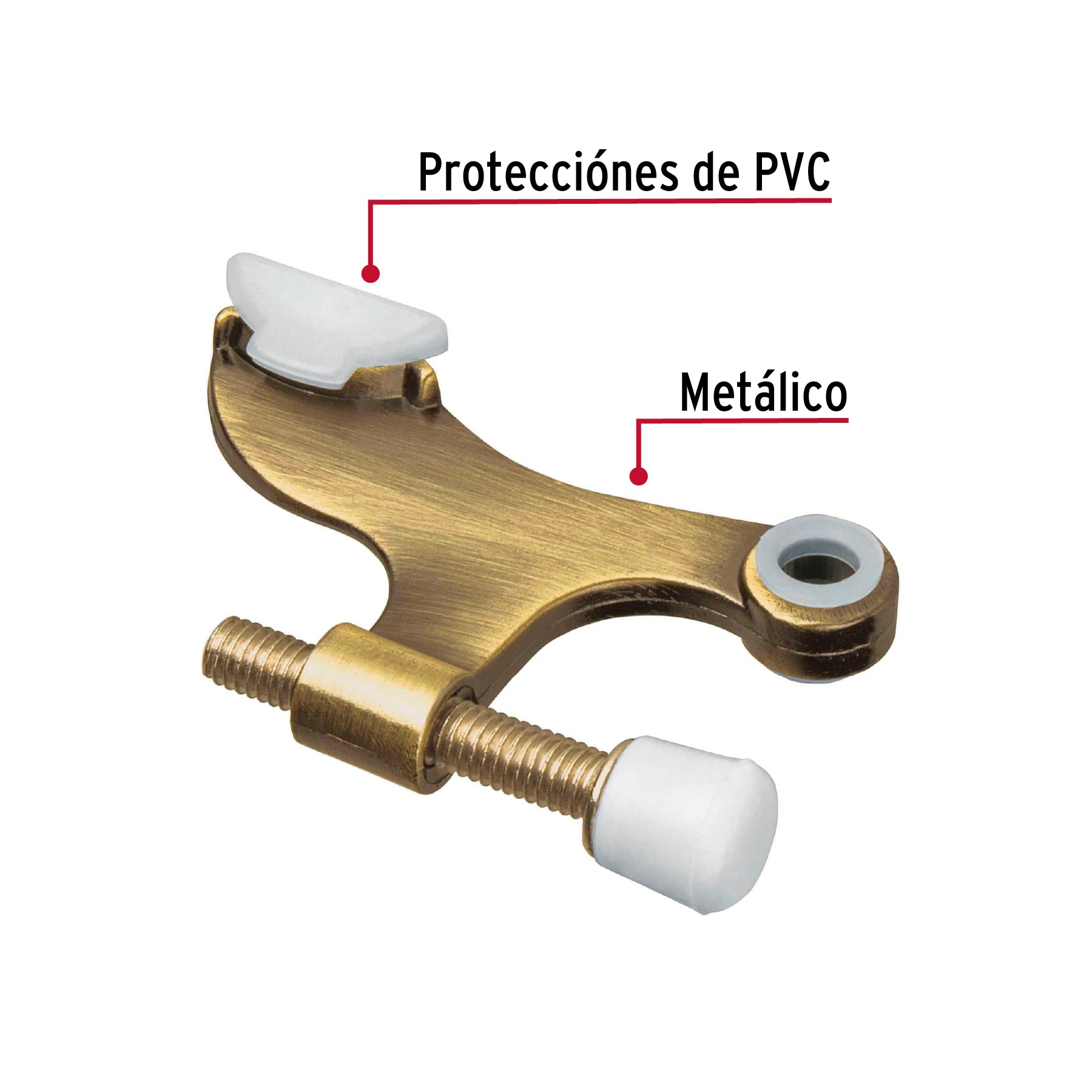 Tope de puerta para bisagra, acabado latón antiguo, Hermex TOBI-2 49614 MM0