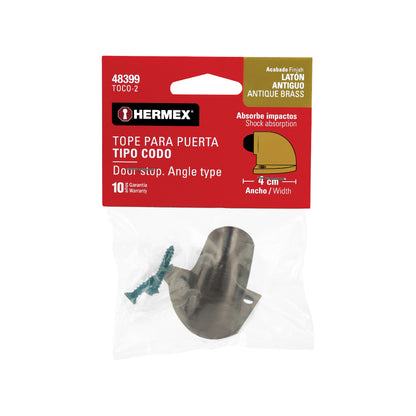 Tope tipo codo para puerta,latón antiguo, Hermex TOCO-2 48399 MM0