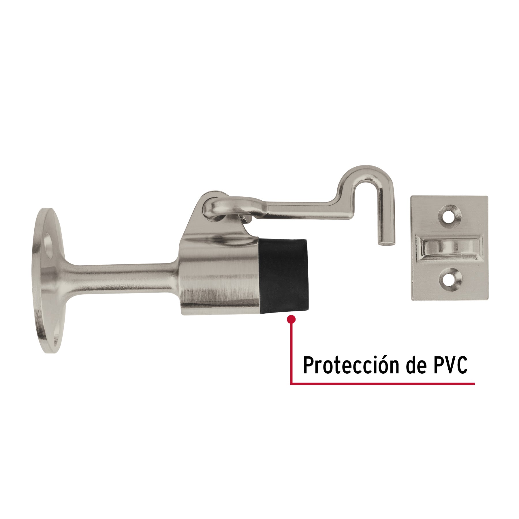 Tope metálico para puerta con gancho, Hermex TOGA-3 48596 MM0