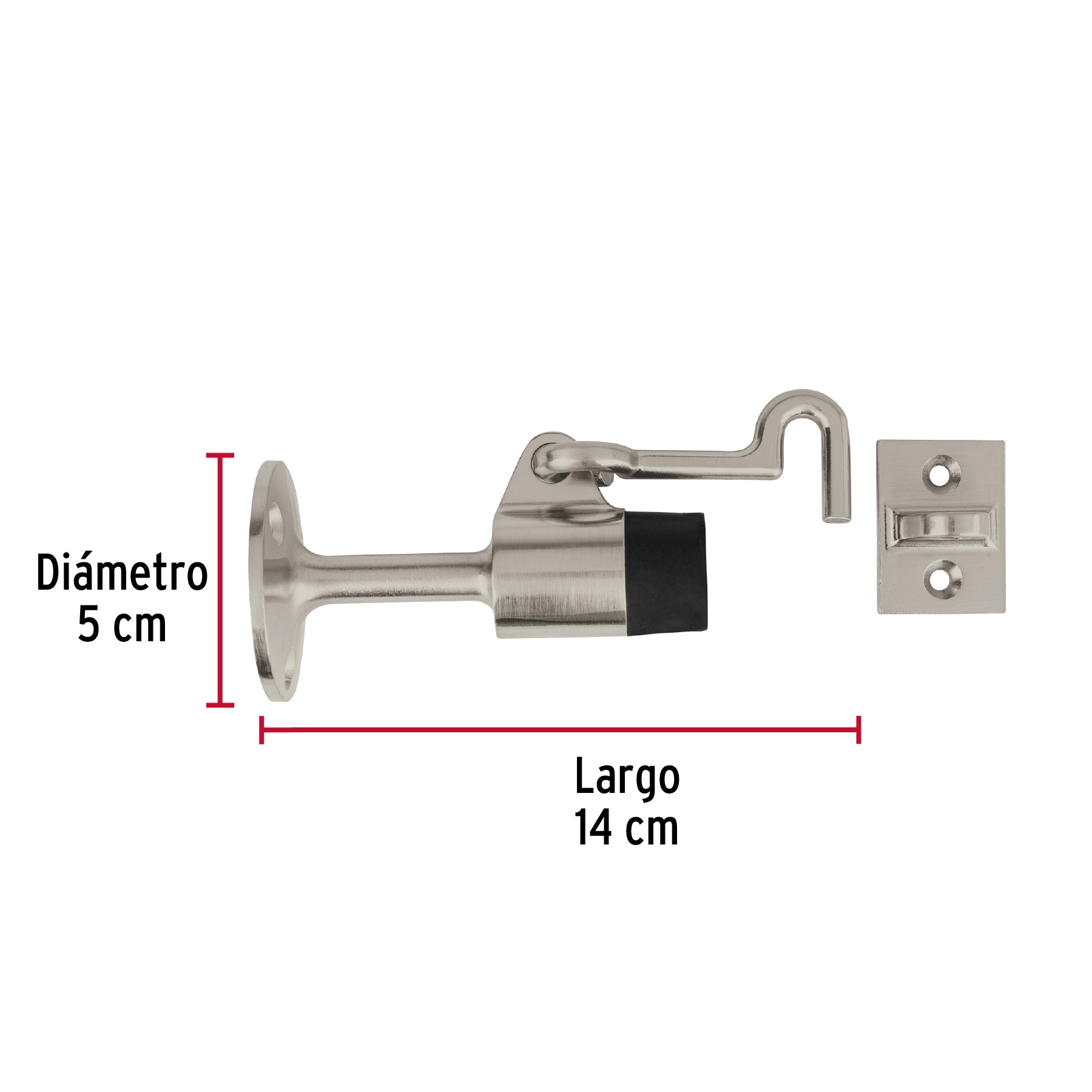 Tope metálico para puerta con gancho, Hermex TOGA-3 48596 MM0