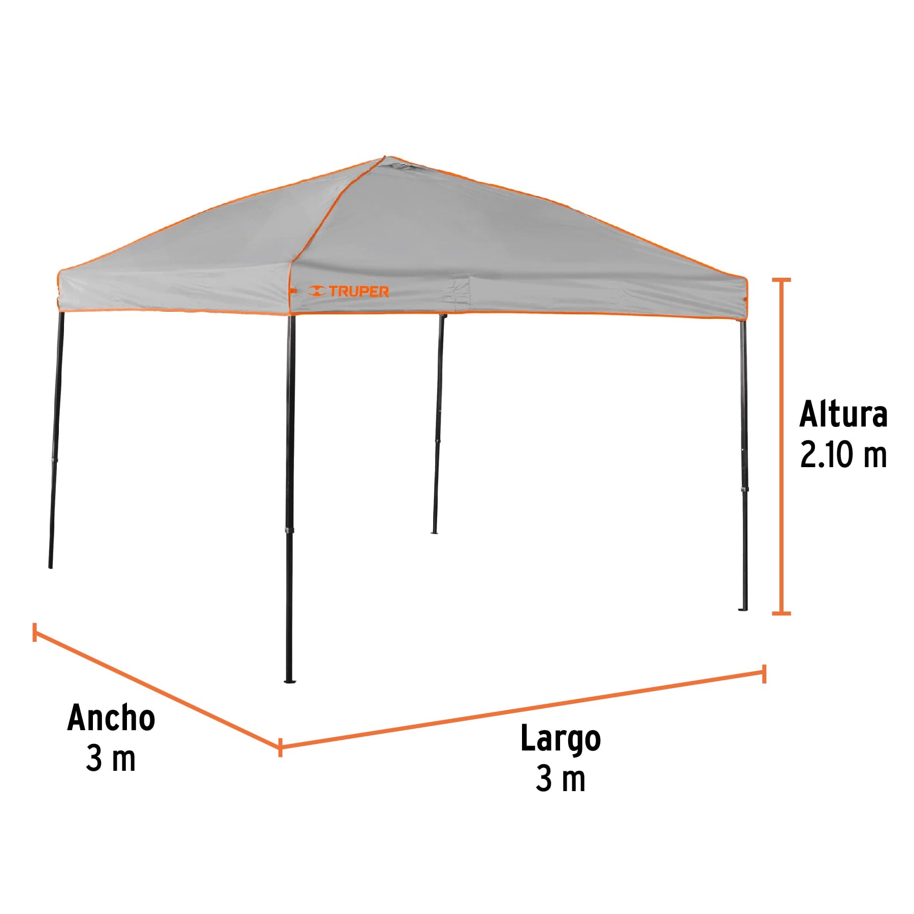 Toldo plegable de 3 x 3 m, Truper TOL-3 66075 MM3