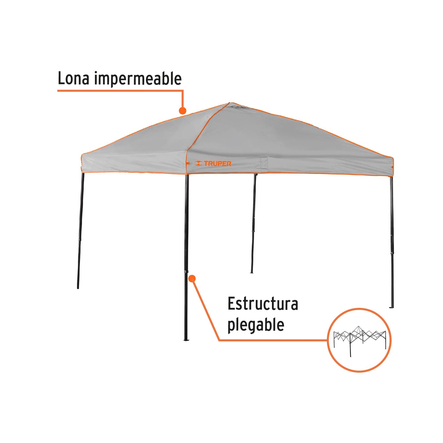 Toldo plegable de 3 x 3 m, Truper TOL-3 66075 MM3