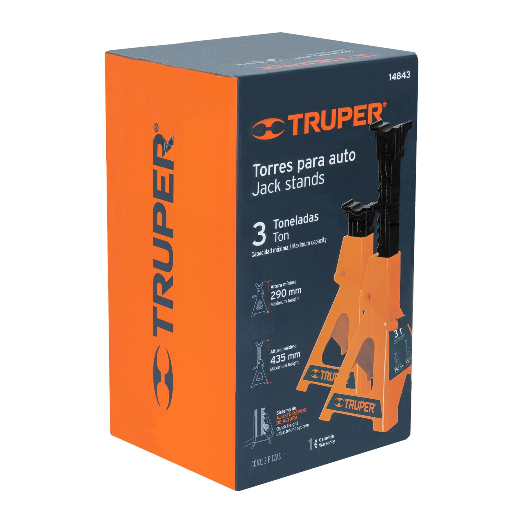 Caja con 2 torres de 3 ton para auto, Truper TORAU-3 14843 MM00